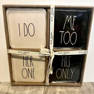 NWT Rae Dunn ceramic wedding coasters
